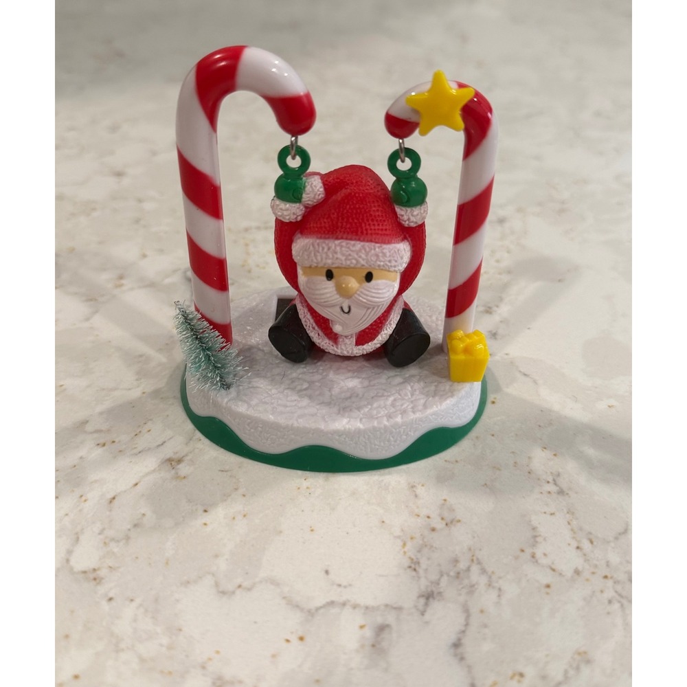 Solar Powered Swinging Santa Claus Christmas Decor Candy Cane Holiday Figurine